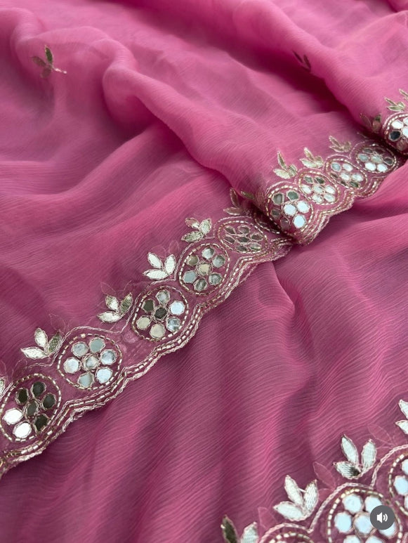 Naina Zari Aari Chiffon Saree