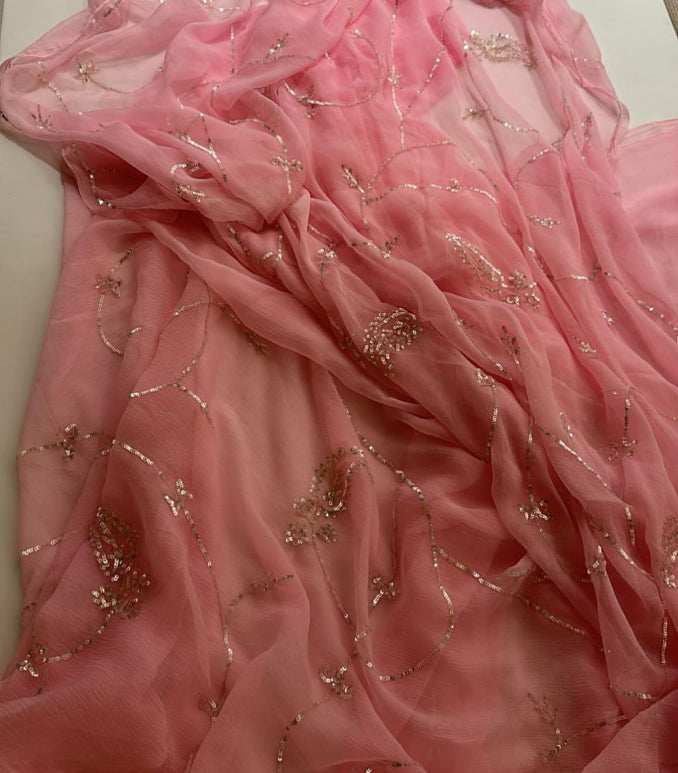 Mogra Sequins Chiffon Saree
