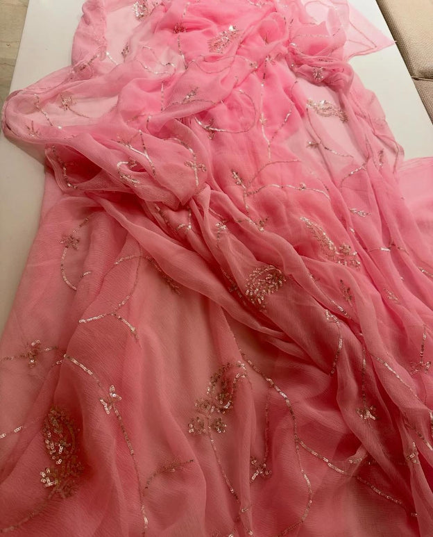 Mogra Sequins Chiffon Saree
