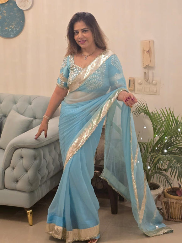 Ruhaniyat Gotta Chiffon Saree