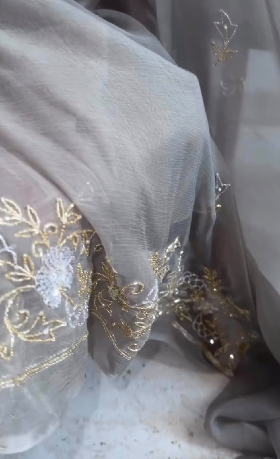 Grey Love Cutdana Saree