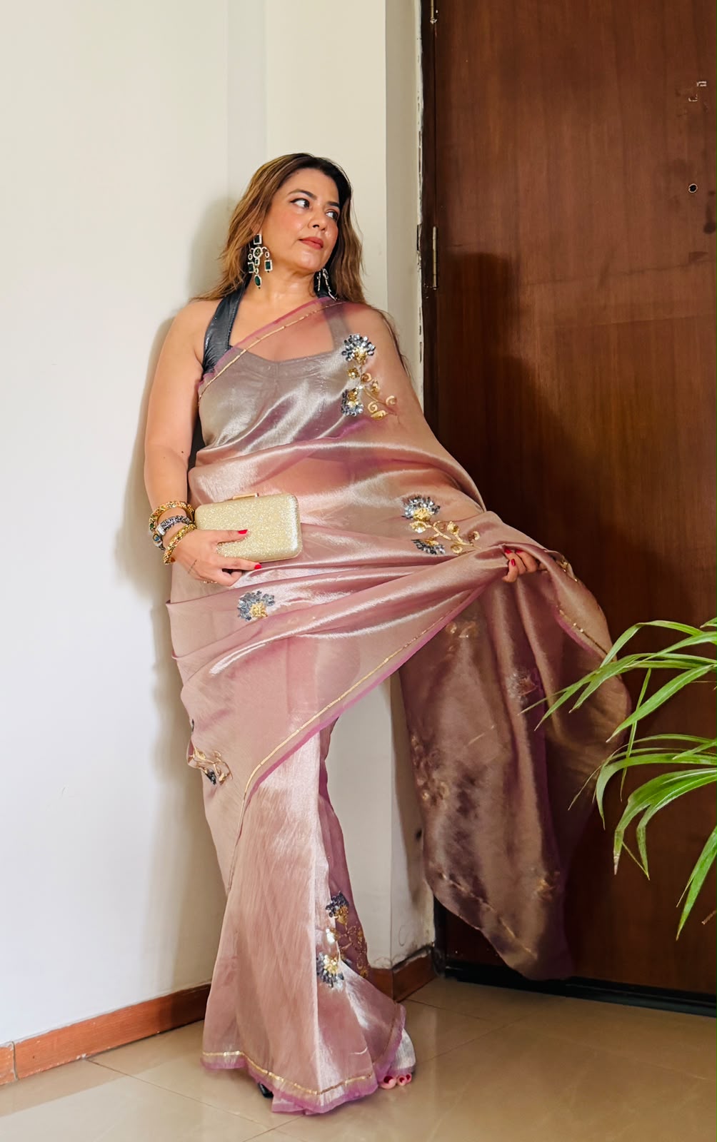 Soft Tissue Sequin Saree