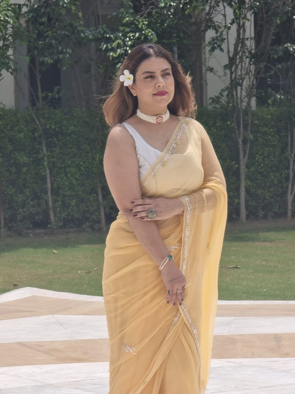 Aisha Pearl chiffon Saree