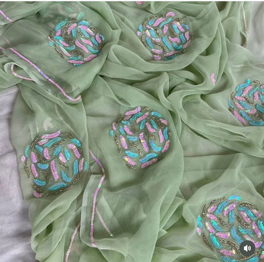 Nivi Pure Diamond Chiffon Saree