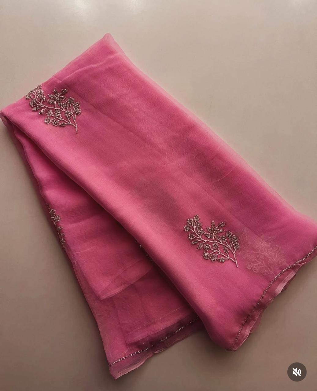 Daisy Pearl Pure Chiffon Saree