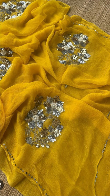 Disha Sequin Pure Chiffon Saree