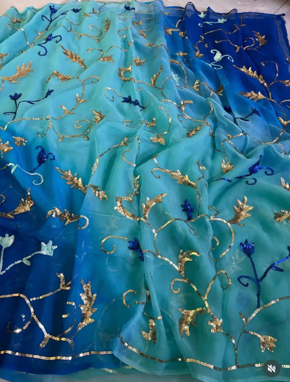 Avatar Sequin Pure Chiffon Saree