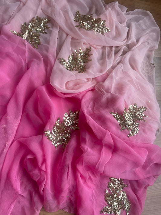 Pine Ombre Chiffon Saree
