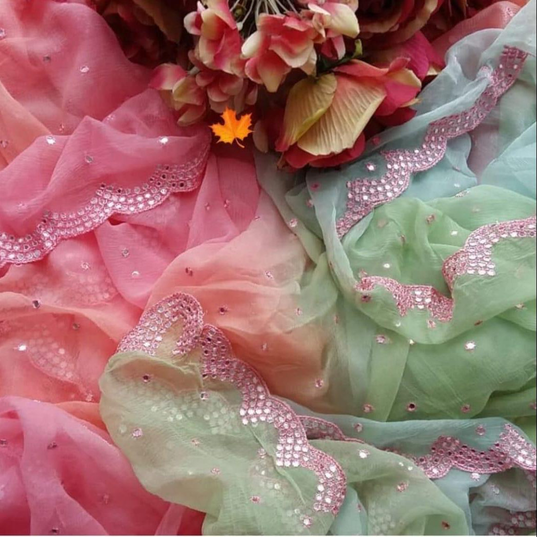 Cutwork Pure Chiffon saree