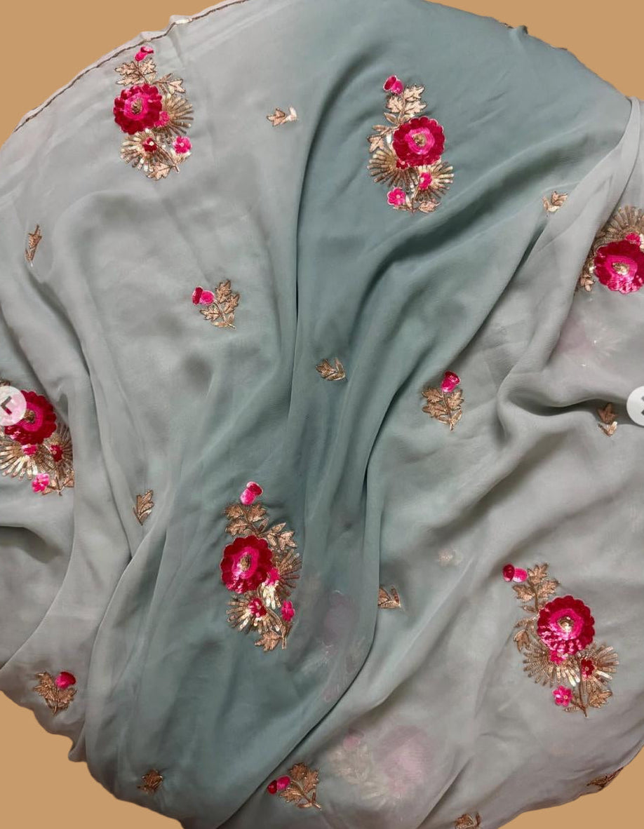 Grey Love Chiffon saree