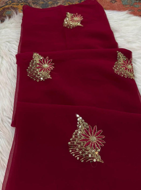 Basil Chiffon Saree
