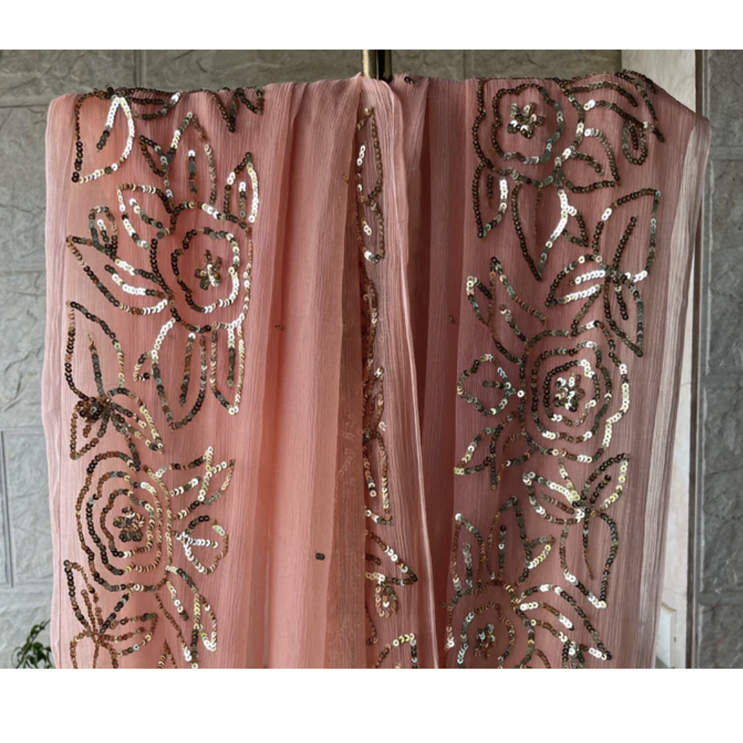 Mughlai Sequin Pure Chiffon Saree