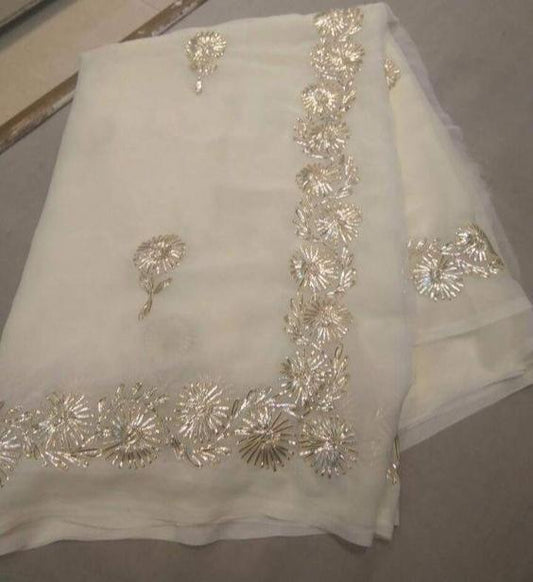 Sunehari Pure Chiffon Gotta Saree