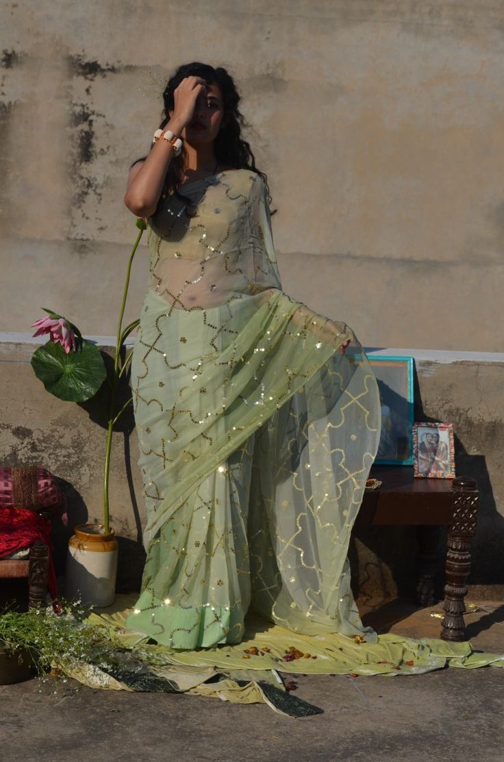 Raha Diamond Chiffon Saree