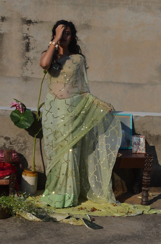 Raha Diamond Chiffon Saree