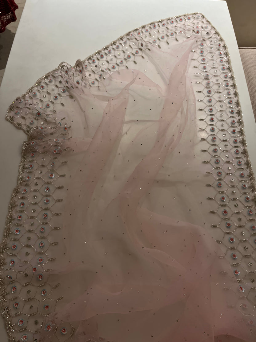 Pink Evening Organza Saree