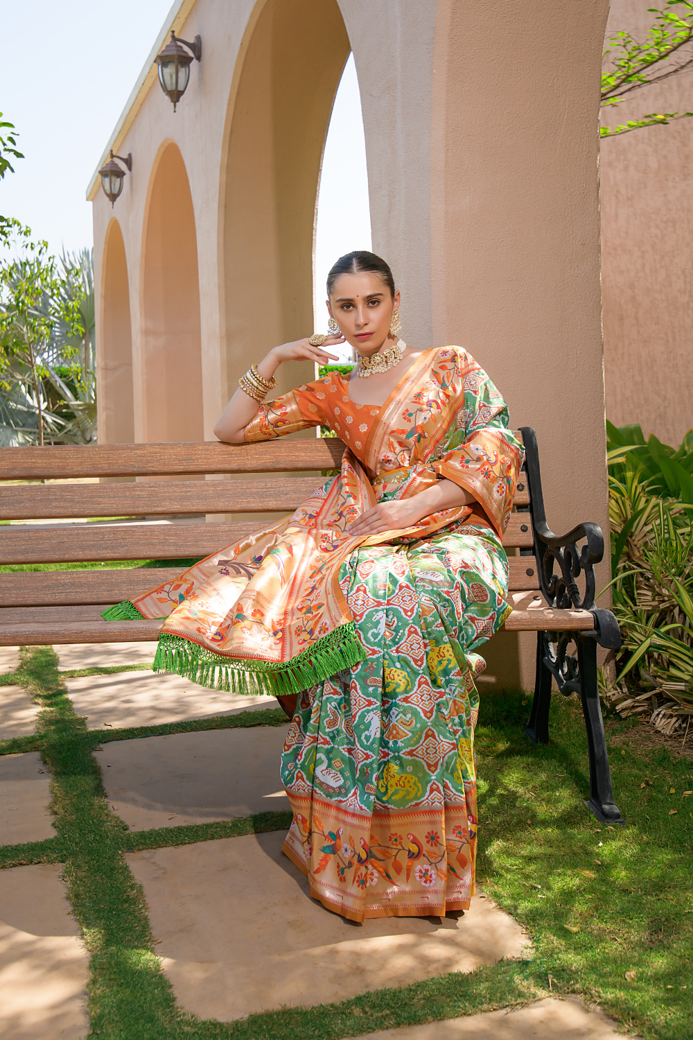 Orange Paithani Silk Saree