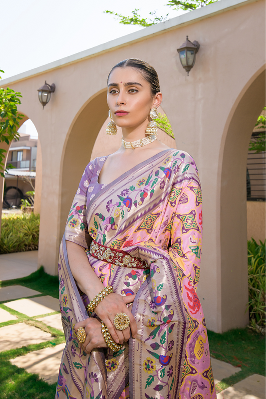 Pink Paithani Silk Saree