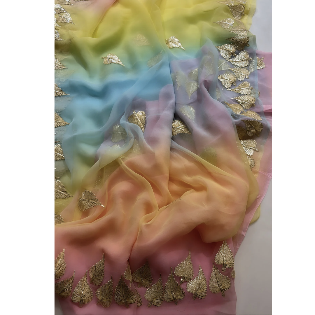 Rainbow Gotta Chiffon Saree