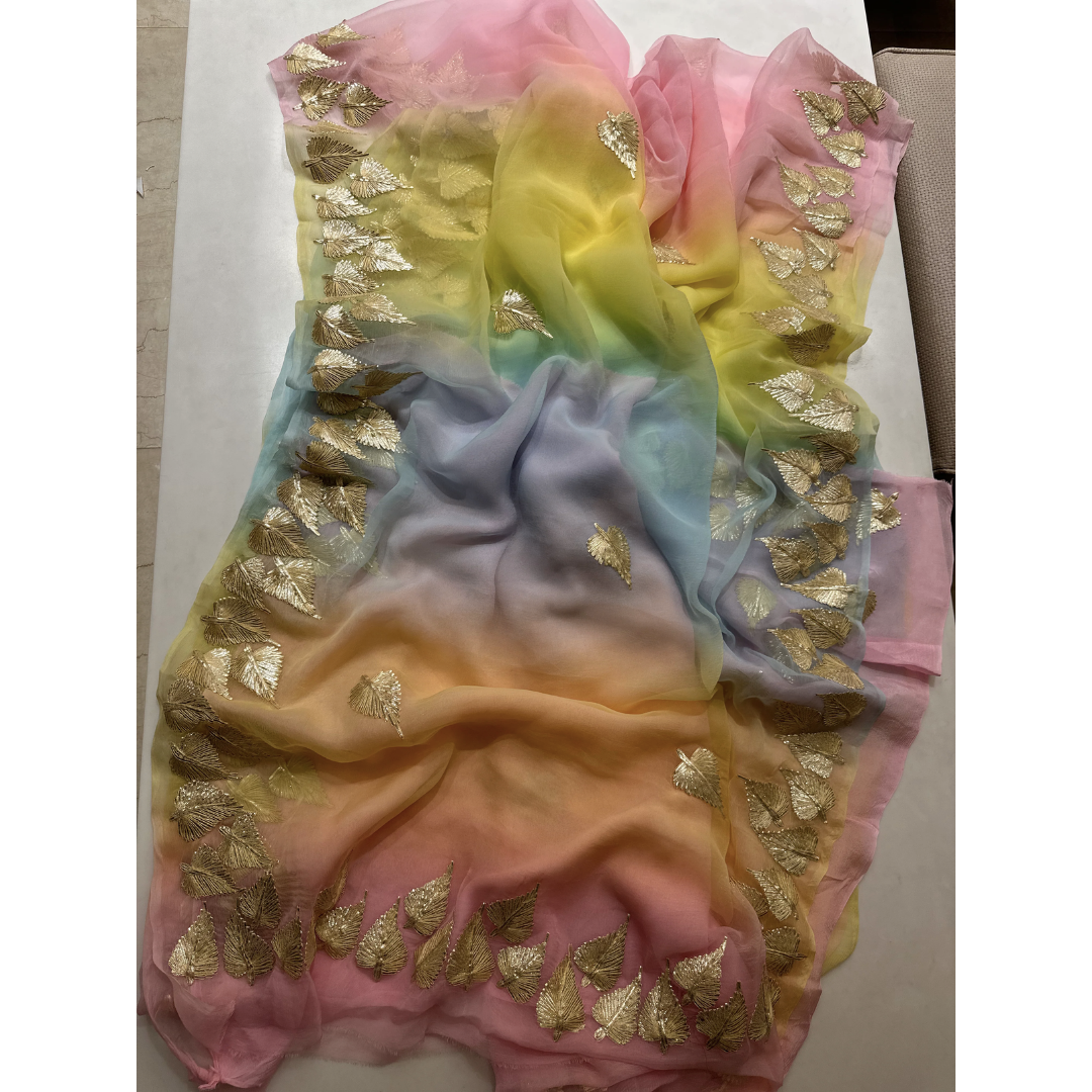 Rainbow Gotta Chiffon Saree