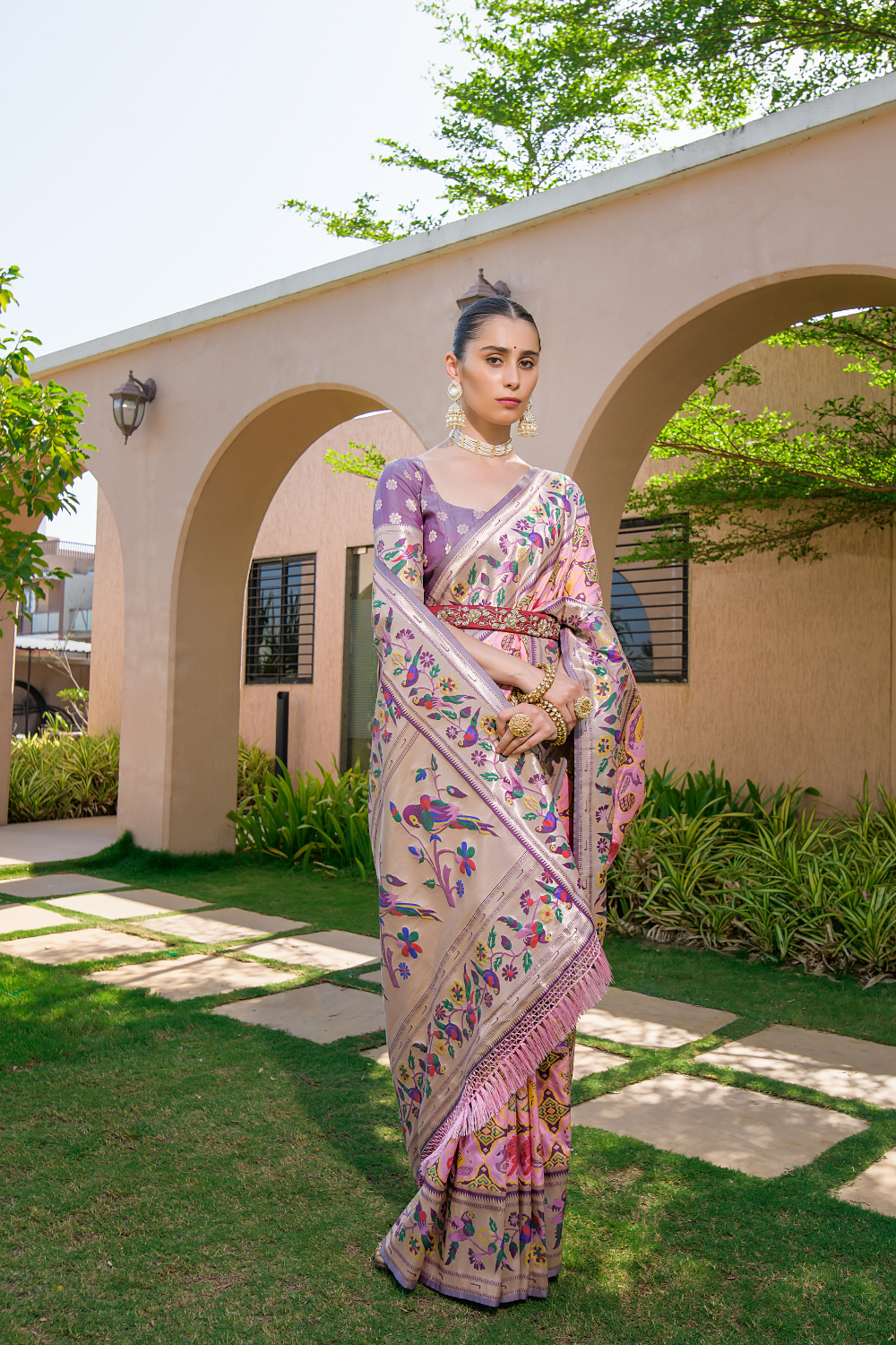 Pink Paithani Silk Saree