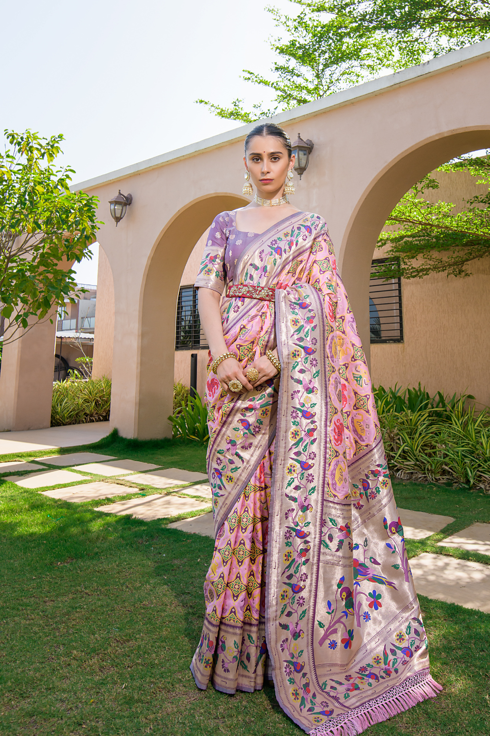 Pink Paithani Silk Saree