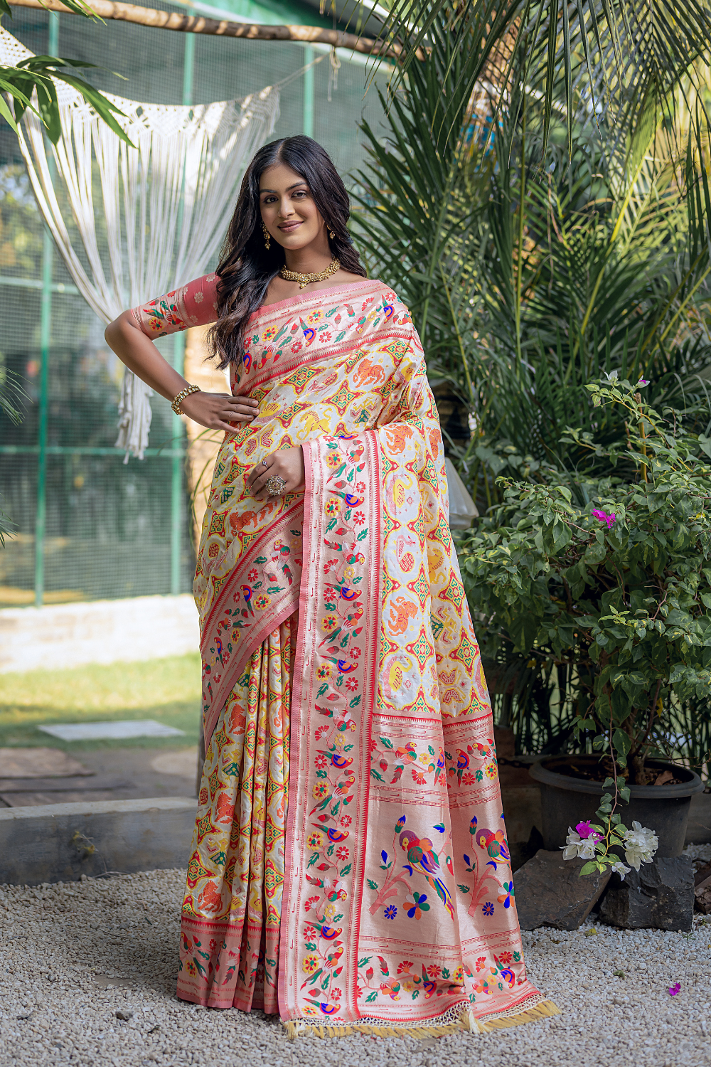 Cream Paithani