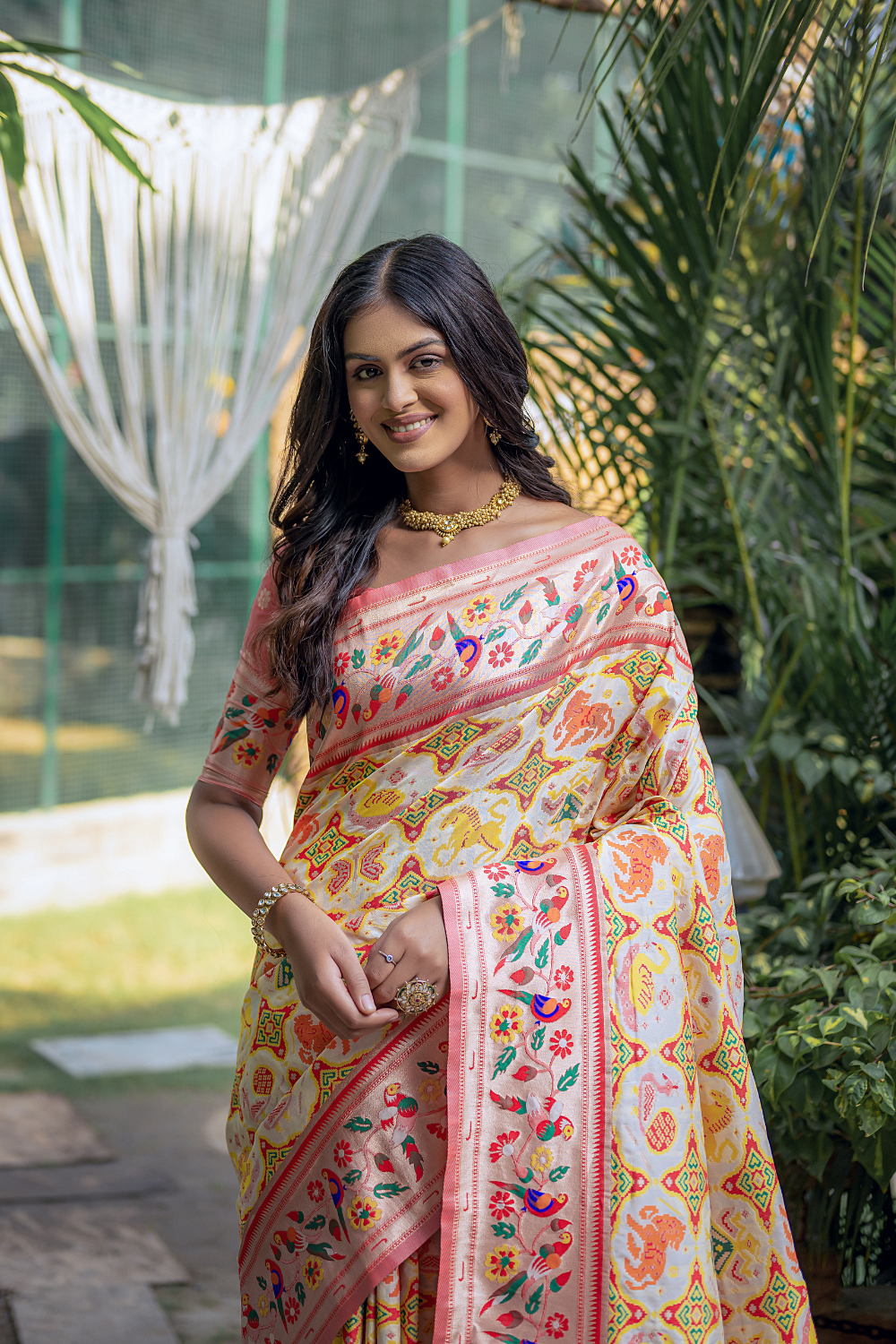 Cream Paithani