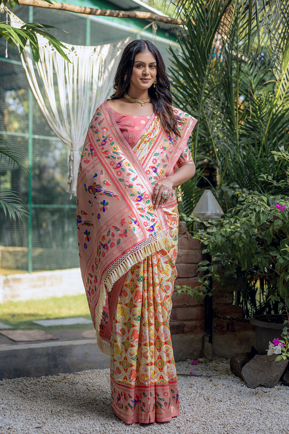 Cream Paithani