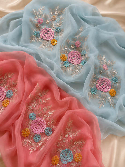Pastel Rose Chiffon Saree
