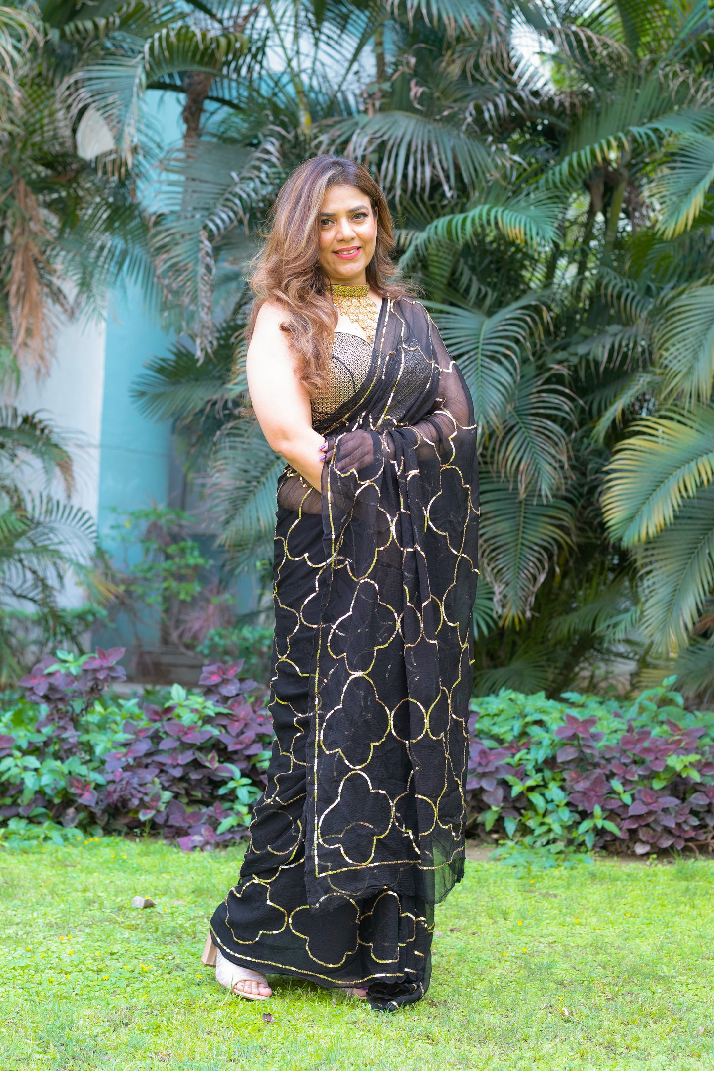 Black Sequins Saree