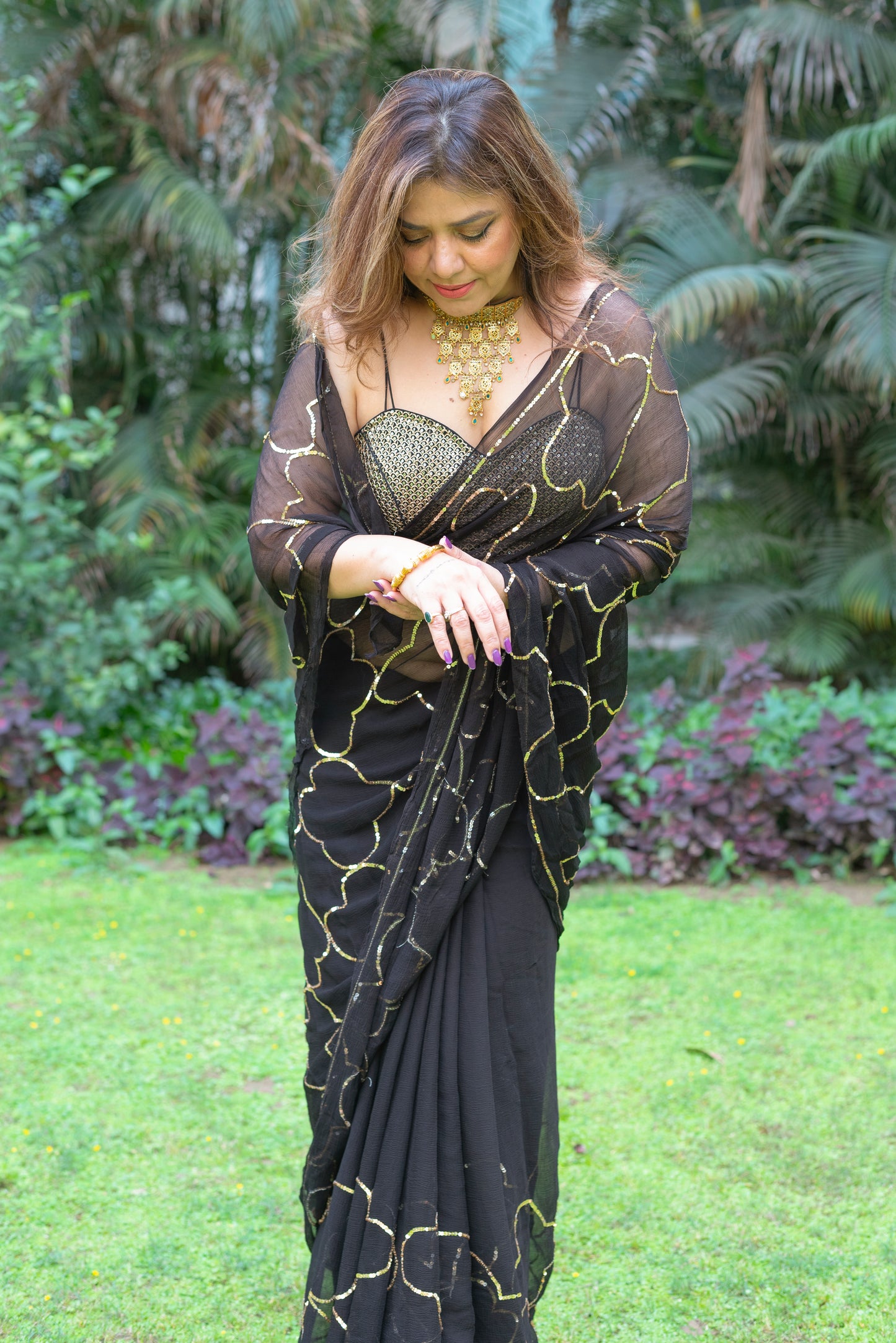 Black Sequins Saree