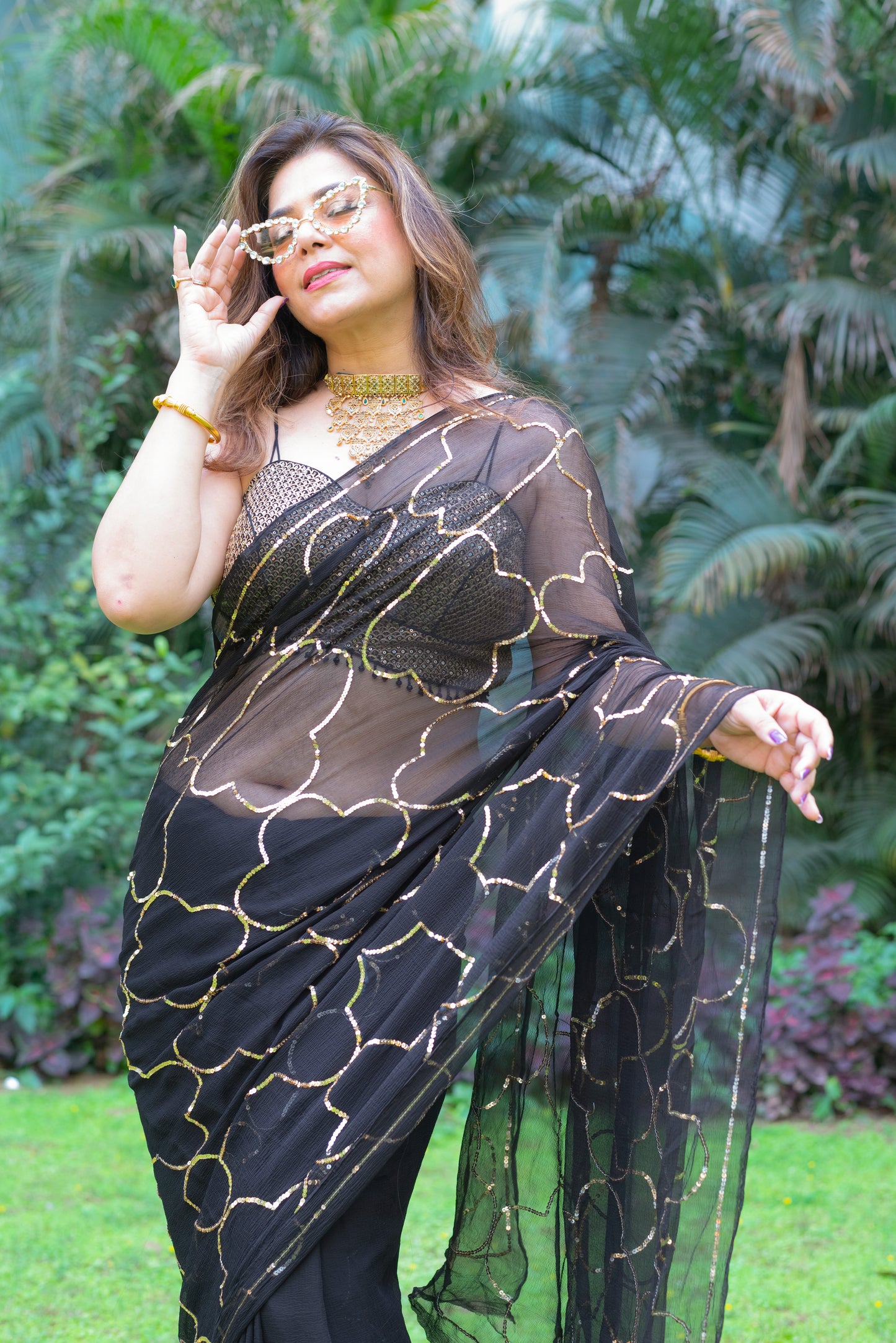 Black Sequins Saree