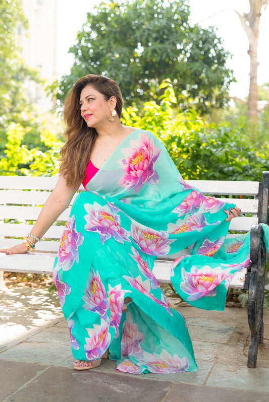 Lotus Glass Organza Saree