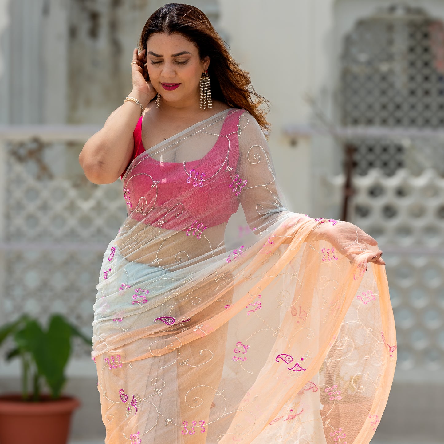 Unicorn Cutdana Pure Chiffon Saree