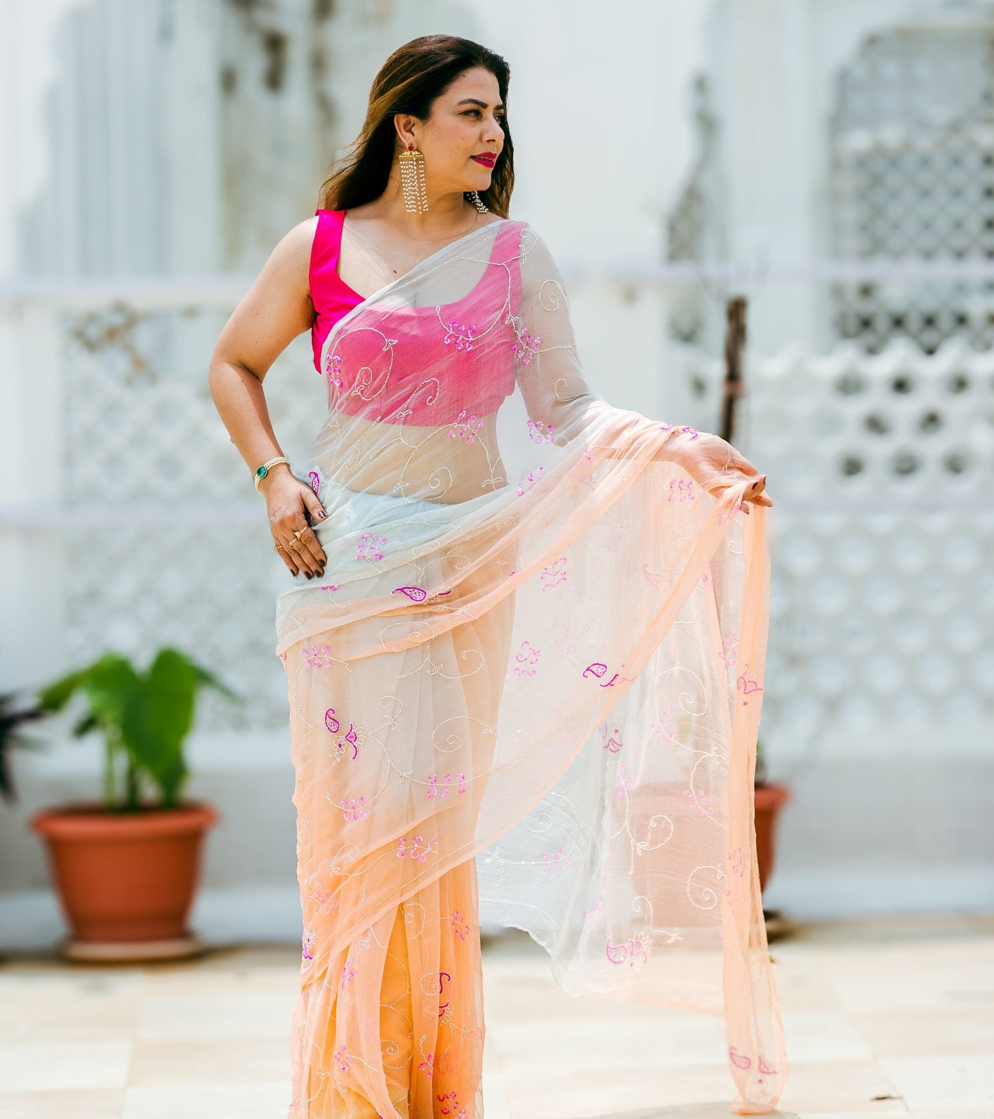 Unicorn Cutdana Pure Chiffon Saree