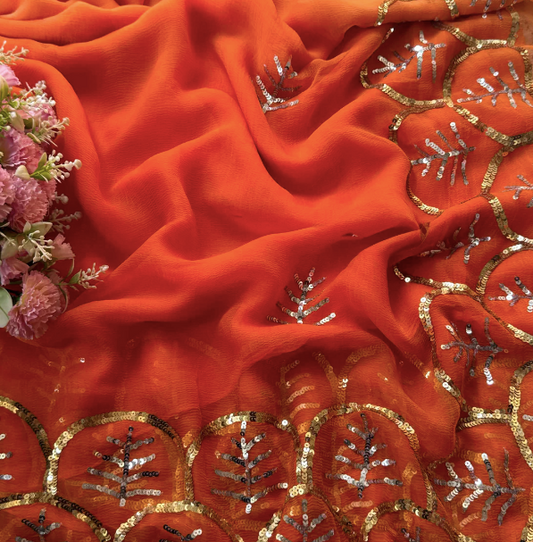 Anardana Sequin Chiffon Saree