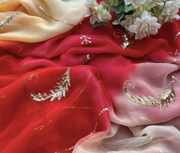 Rangat Ombre Sequins Chiffon saree
