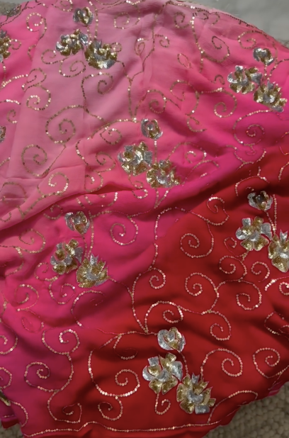 Bridal Sequin Chiffon Saree