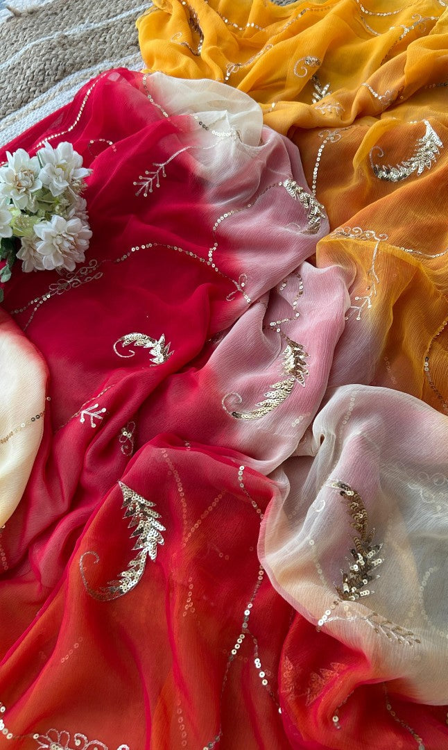 Rangat Ombre Sequins Chiffon saree