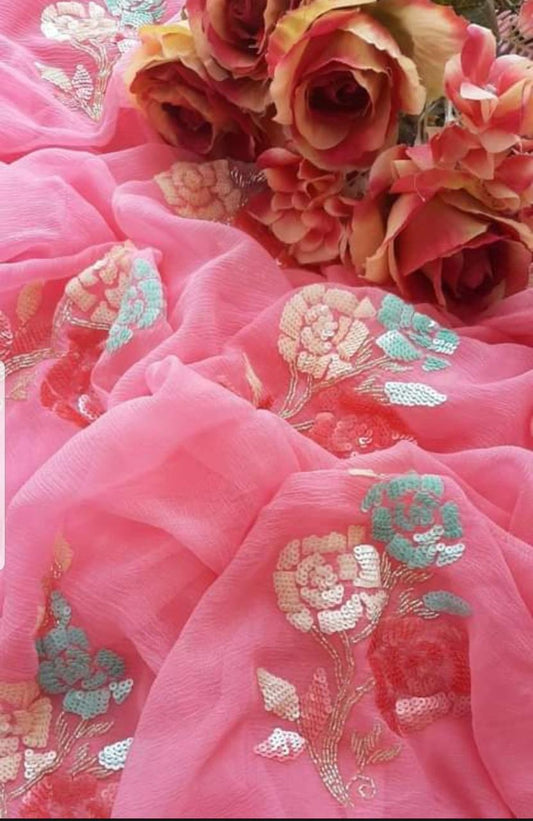 Peach Rose Saree