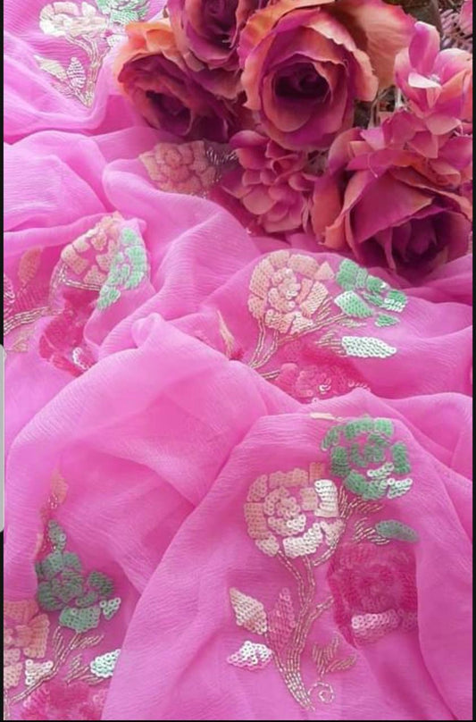 Pink Rose Saree