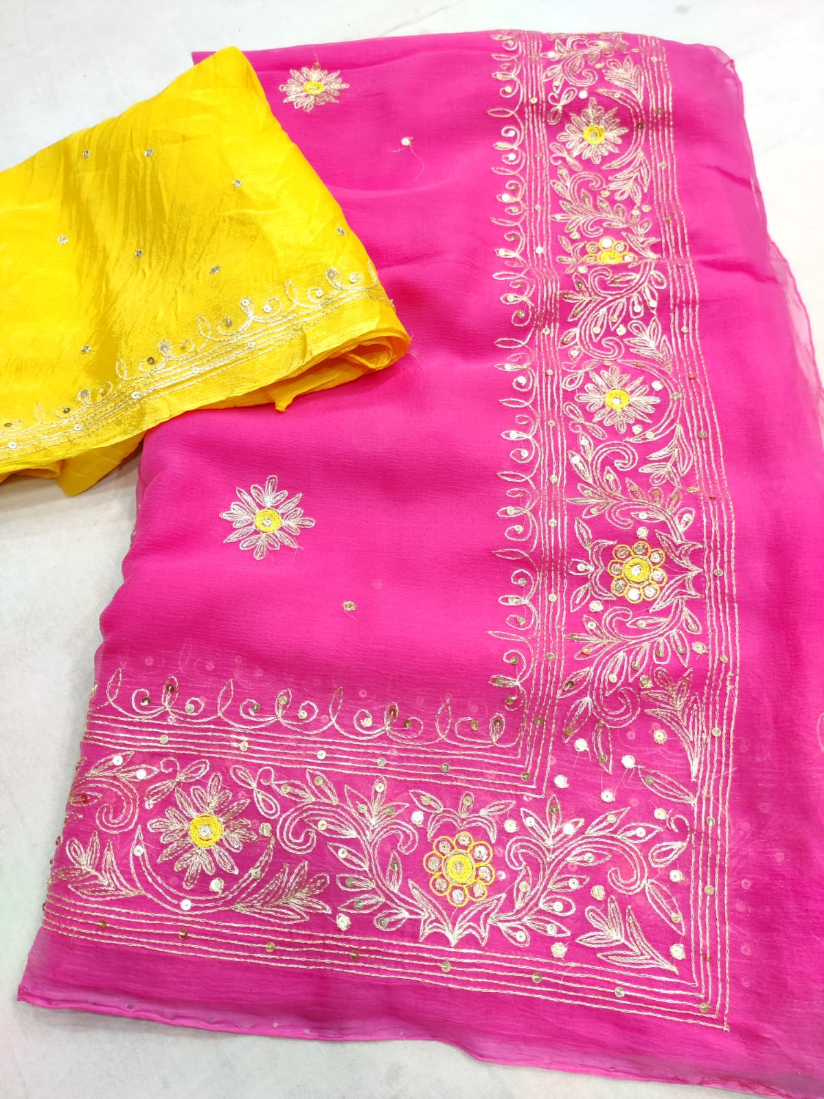 Dharna Aari Zari Pure Chiffon Saree