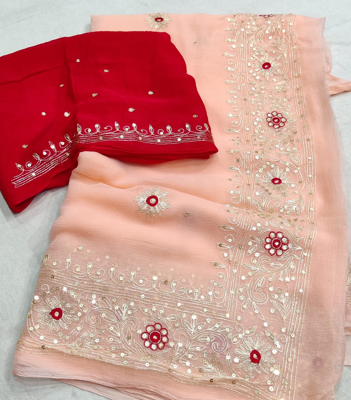 Dharna Aari Zari Pure Chiffon Saree