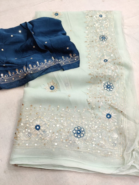 Dharna Aari Zari Pure Chiffon Saree