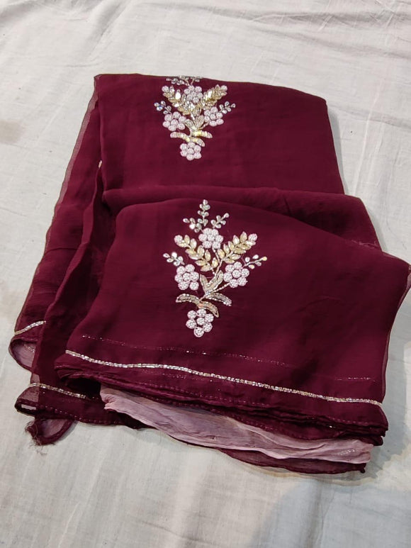 Carnation Pure Chiffon Saree