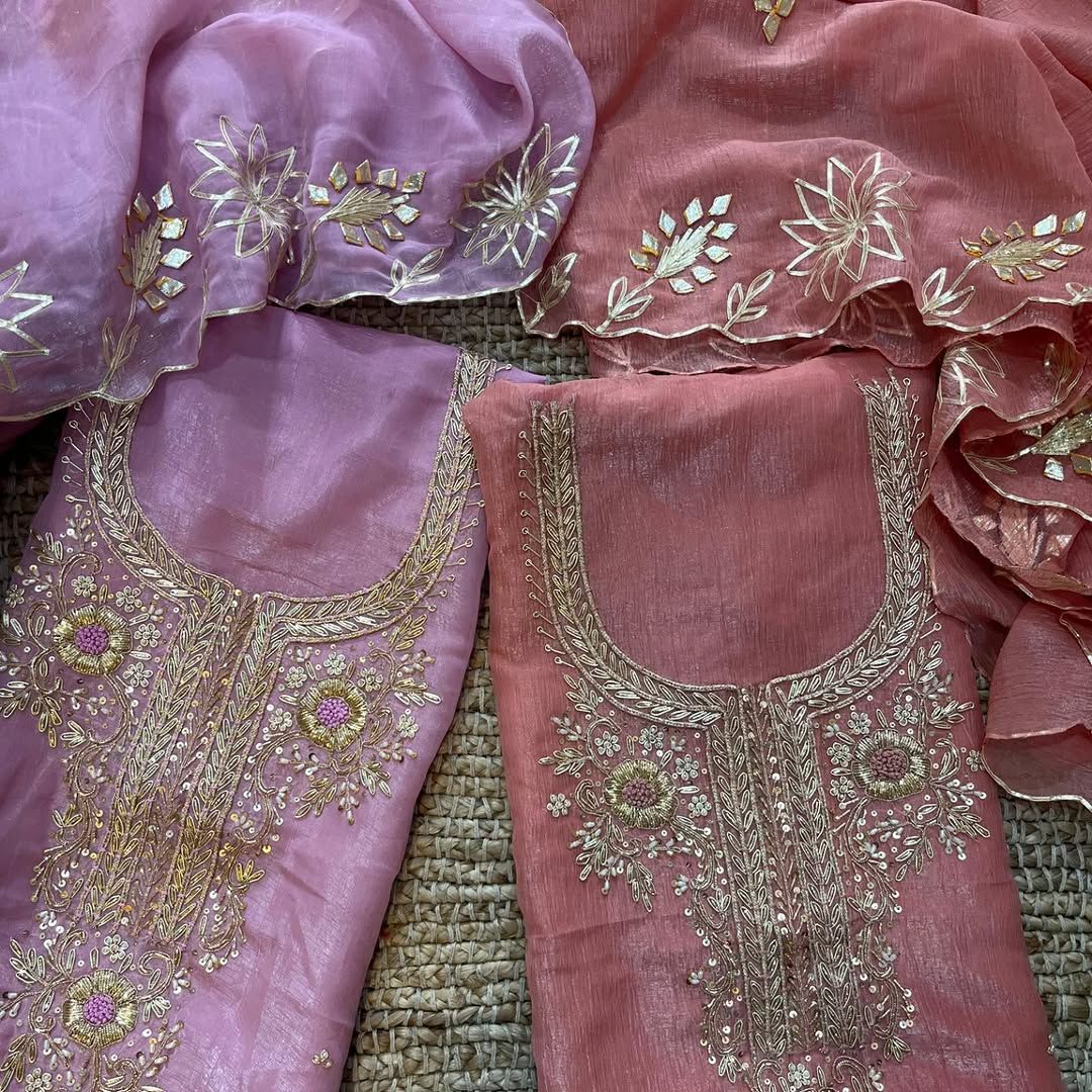 Zardozi Chanderi Suit Fabric