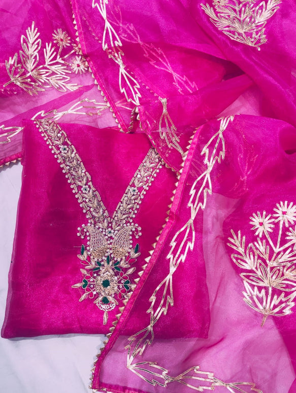 Pink Oganza handwork Fabric