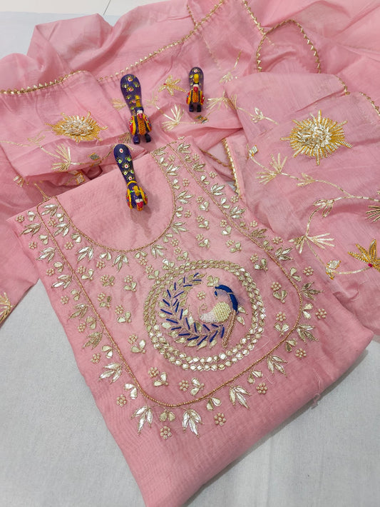 Peacock Organza Handwork Suit