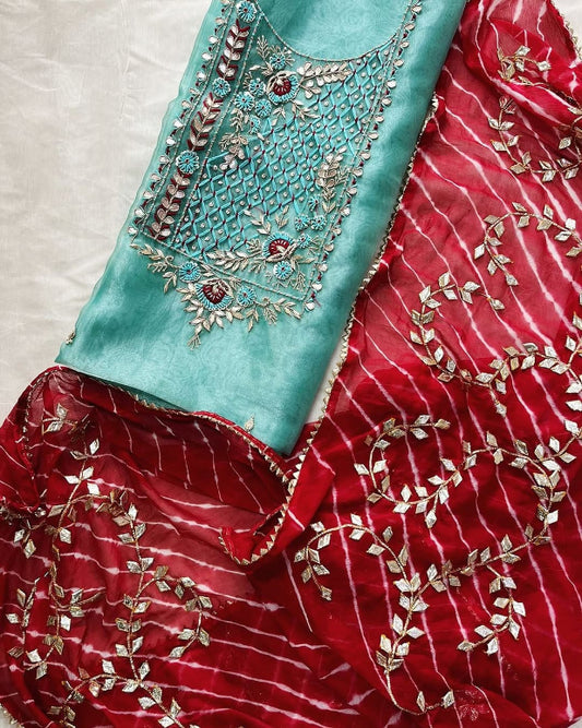Carnation Organza Suit Fabric